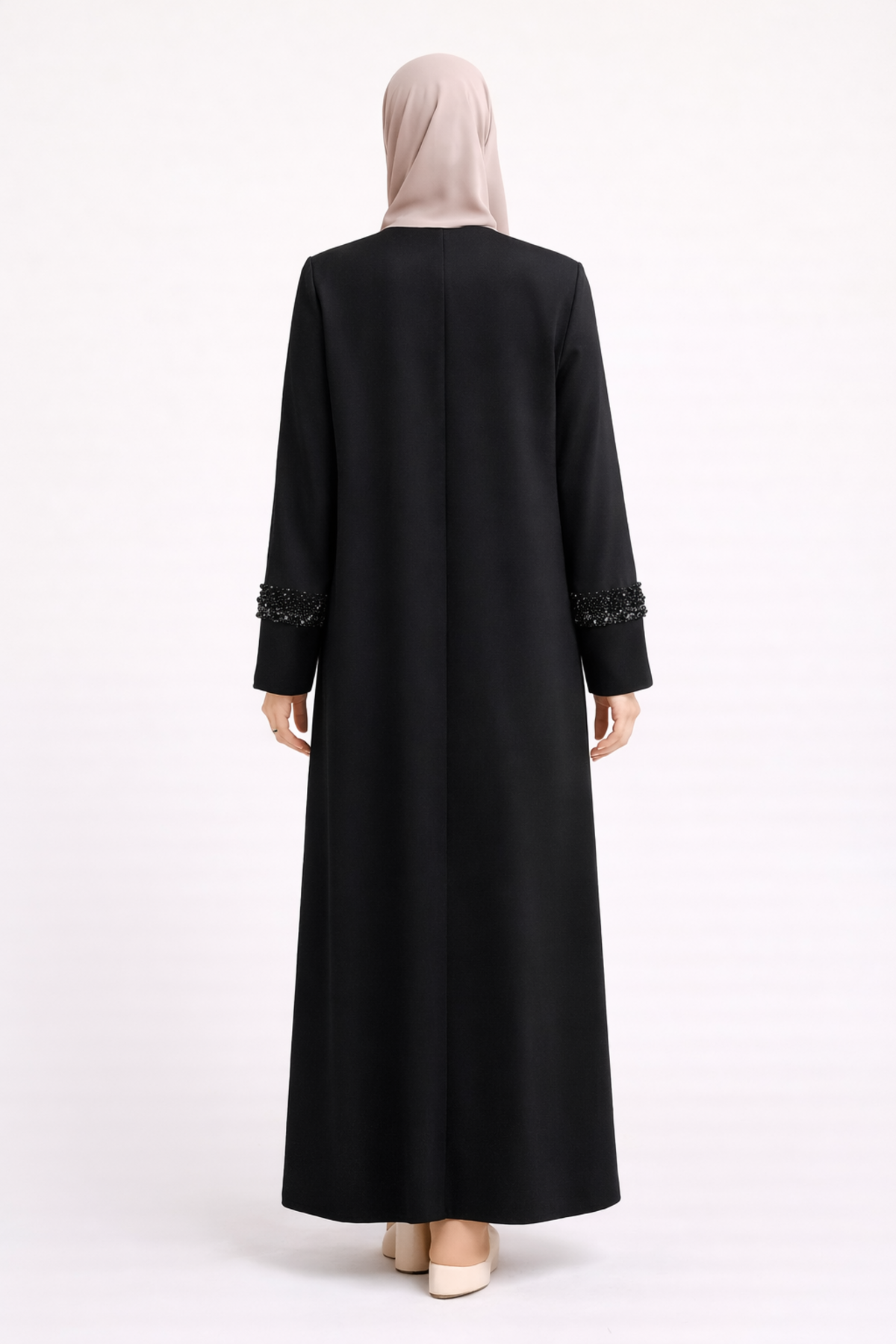 ÇİFT KOL BONCUK İŞLEMELİ FERACE