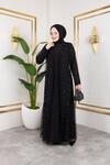 İNCİ İŞLEMELİ TÜLLÜ SANDY ABAYA