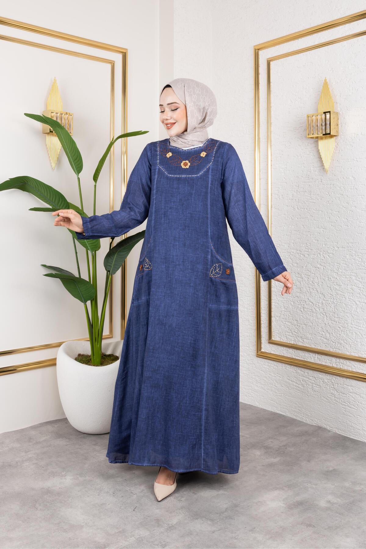 BEŞGEN DİKİŞ DETAYLI ELBİSE