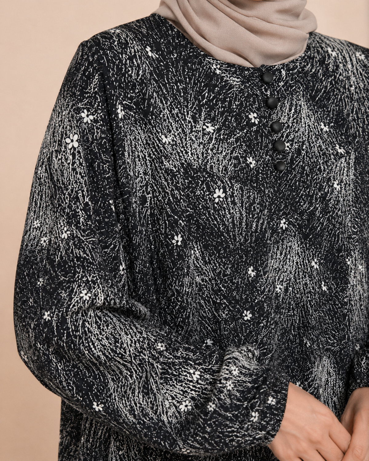 PARÇALI DESENLİ VİSKON ELBİSE