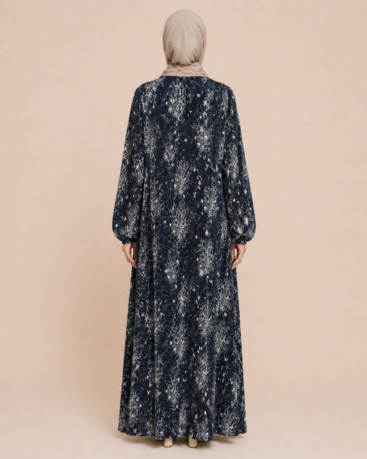 PARÇALI DESENLİ VİSKON ELBİSE