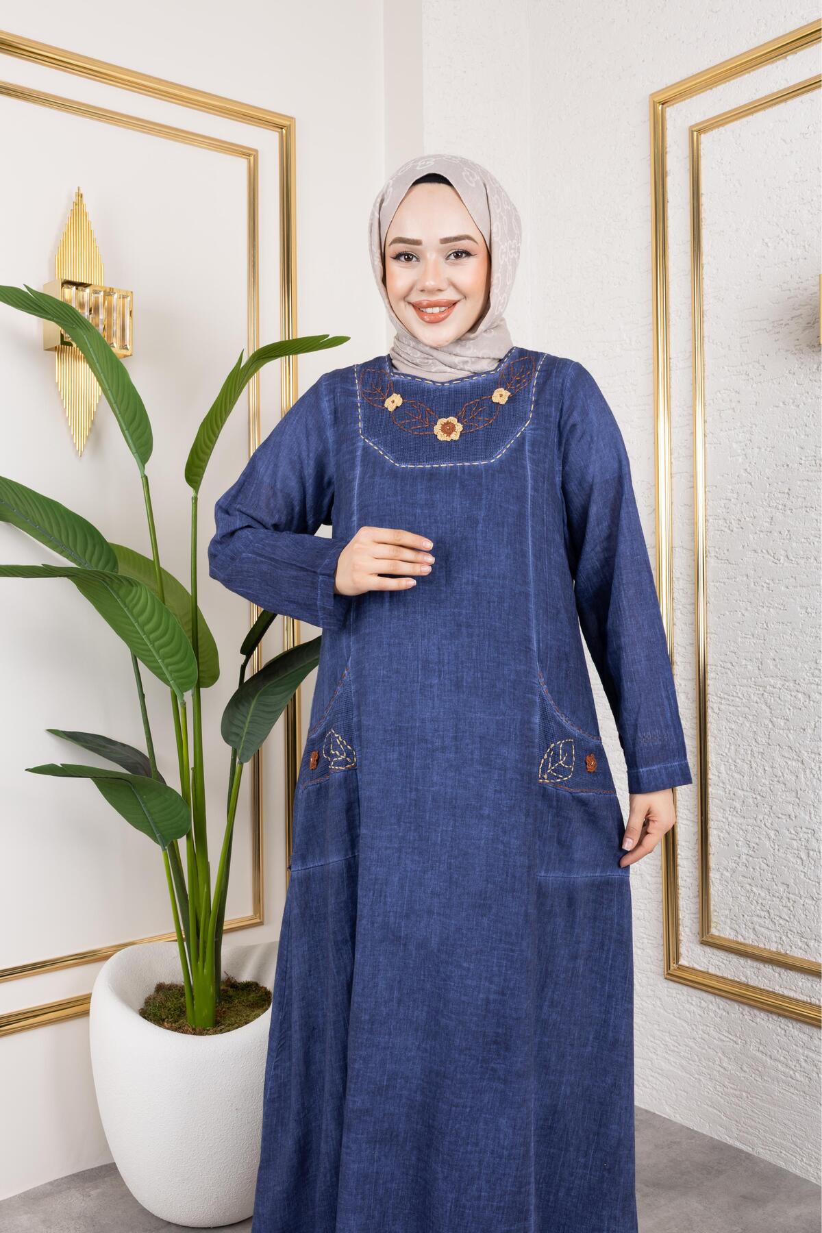 BEŞGEN DİKİŞ DETAYLI ELBİSE