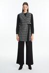TWEED DESENLİ KUŞAKLI YELEKLİ