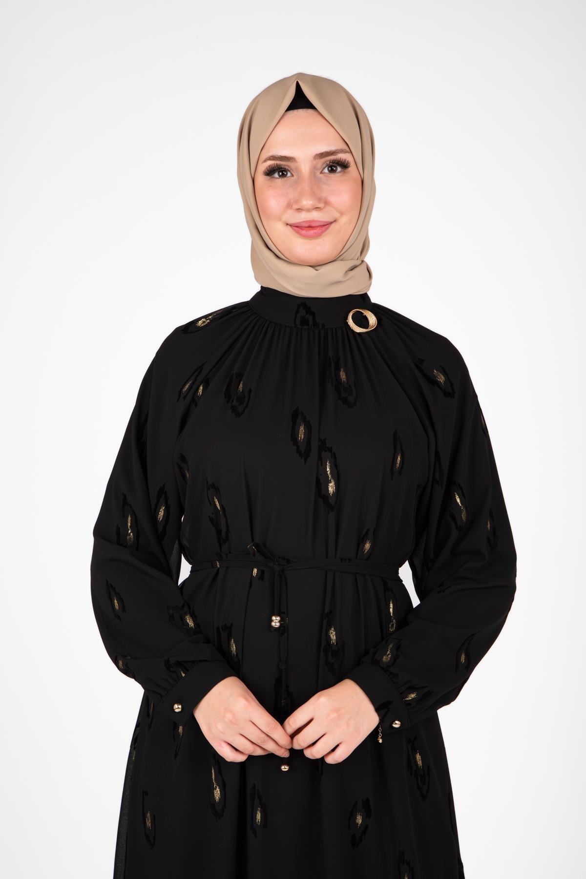 ŞİFON BASKILI ELBİSE