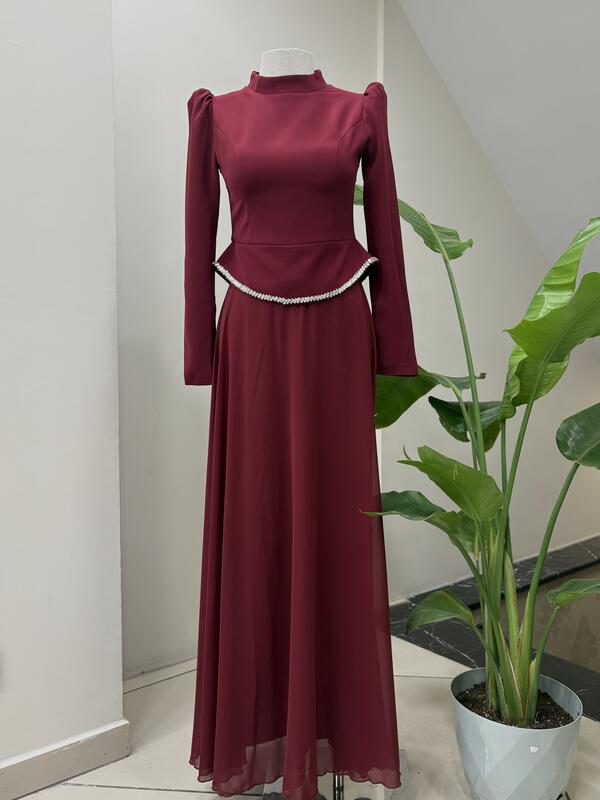 BELDEN OTURTMALI TAŞ DETAYLI NAZ ELBİSE