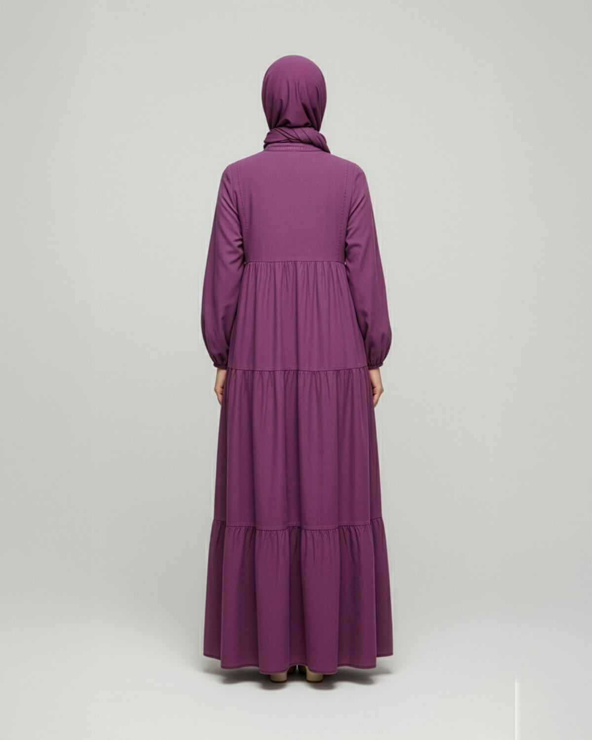 KATLI DÜĞMELİ TENCEL ELBİSE