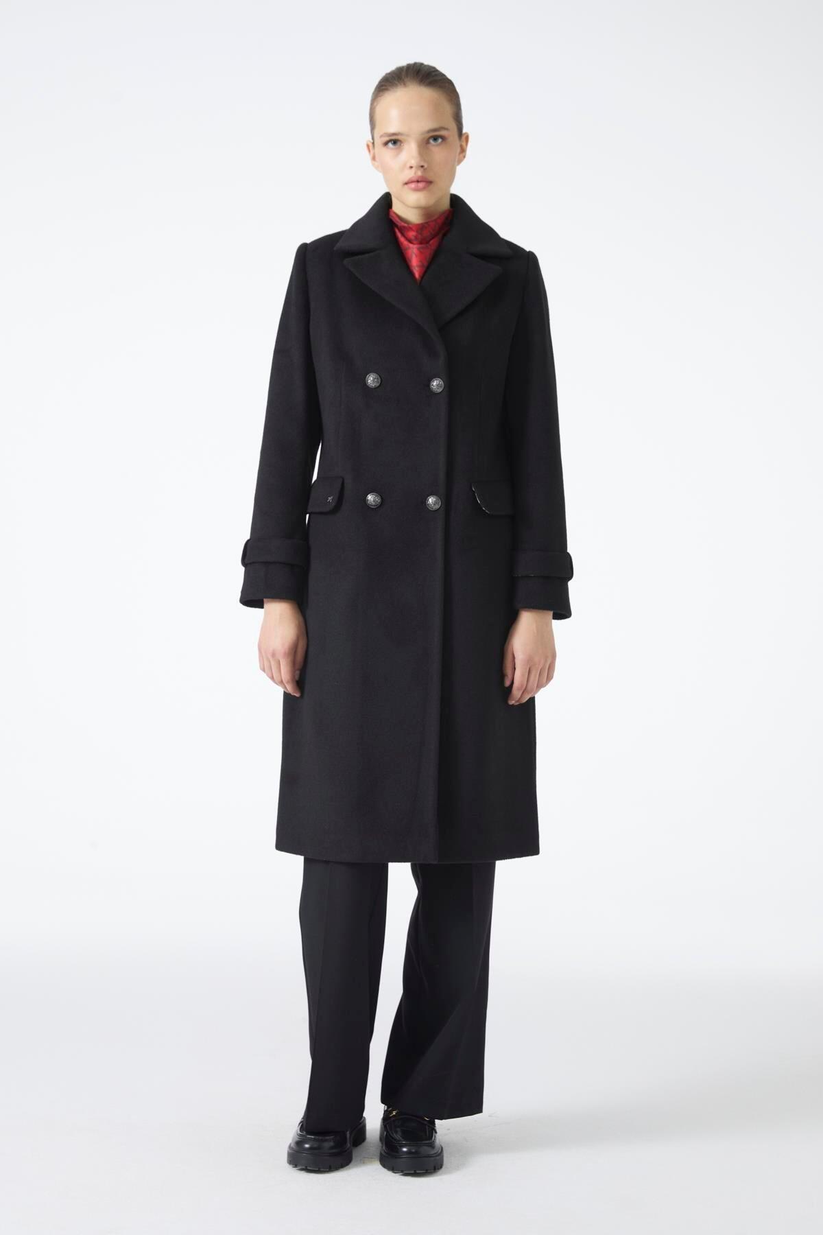 KRUVAZE YAKA ÇİFT DÜĞME KABAN