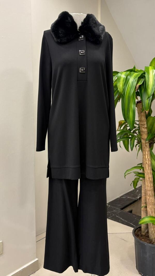 KÜRK YAKALI PANTOLONLU TAKIM