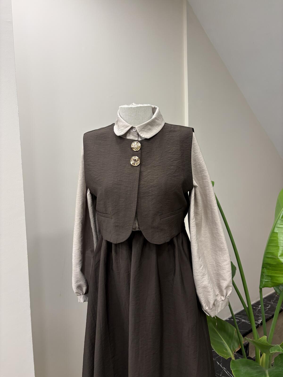 YELEKLİ KLOŞ SERAN ELBİSE