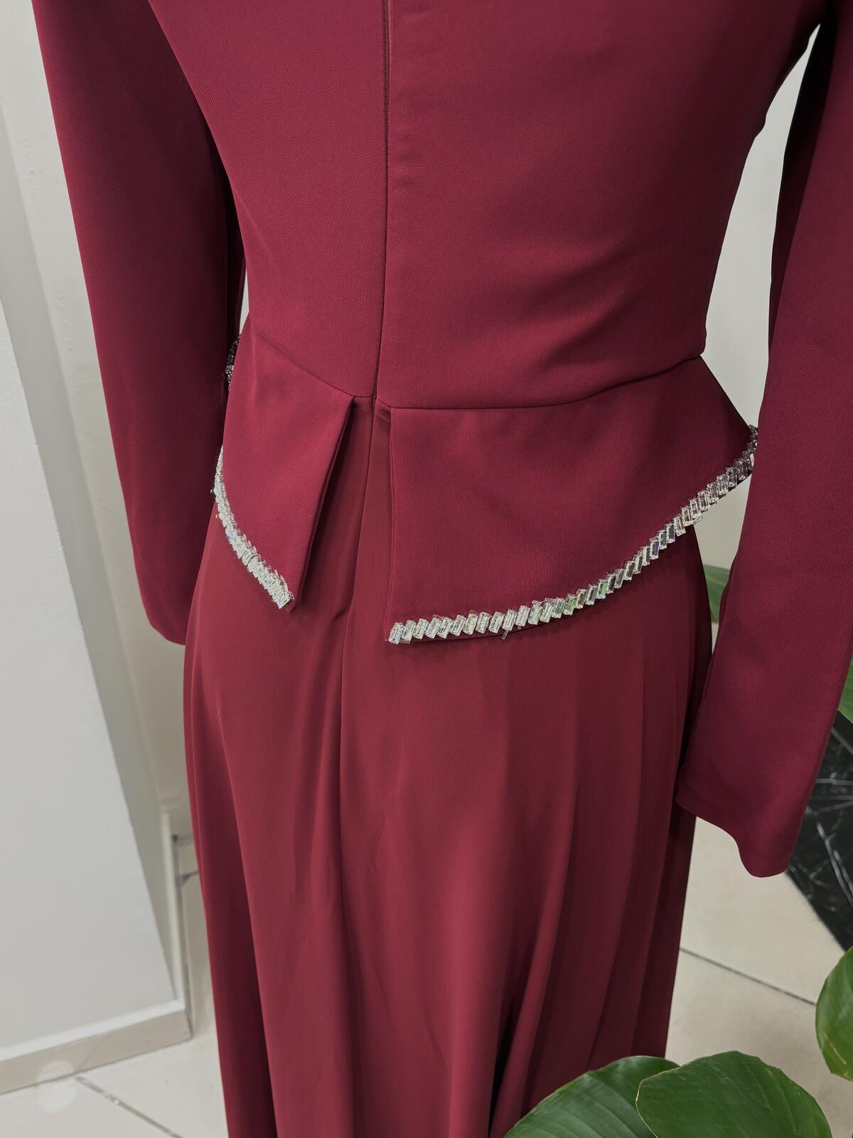 BELDEN OTURTMALI TAŞ DETAYLI NAZ ELBİSE