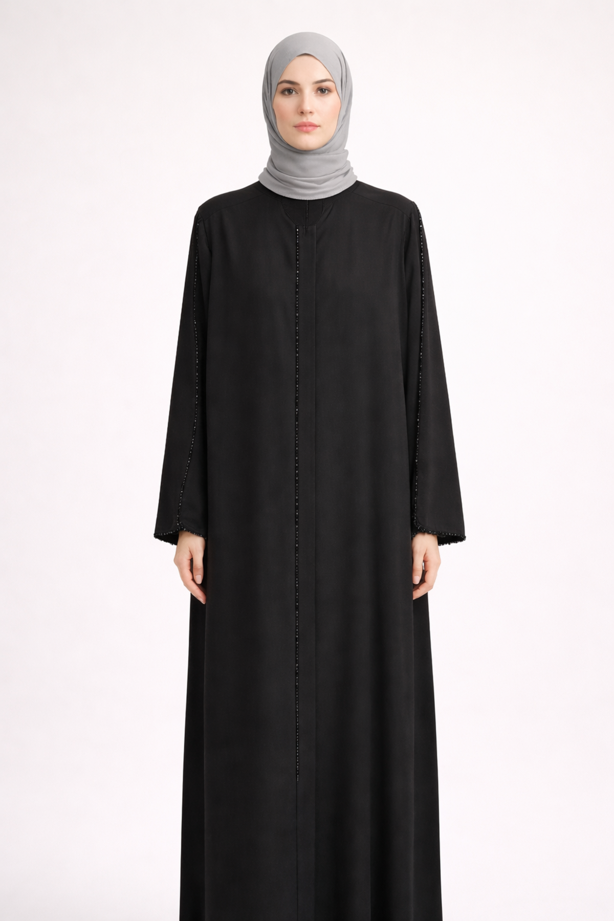 TEK SIRA TAŞ DETAYLI DUBAİ FERACE