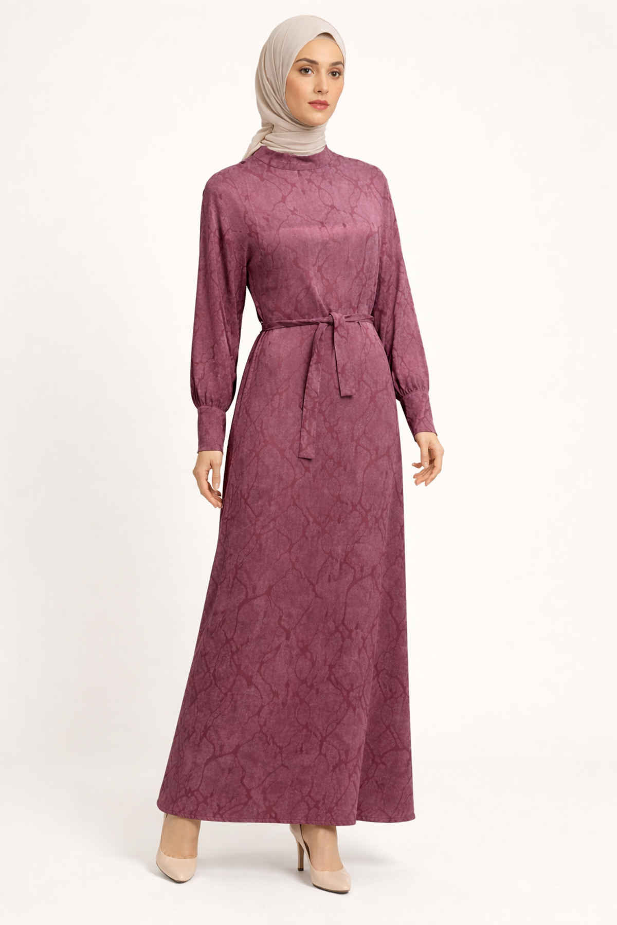 YAN PİLELİ KEMERLİ KUPRA ELBİSE