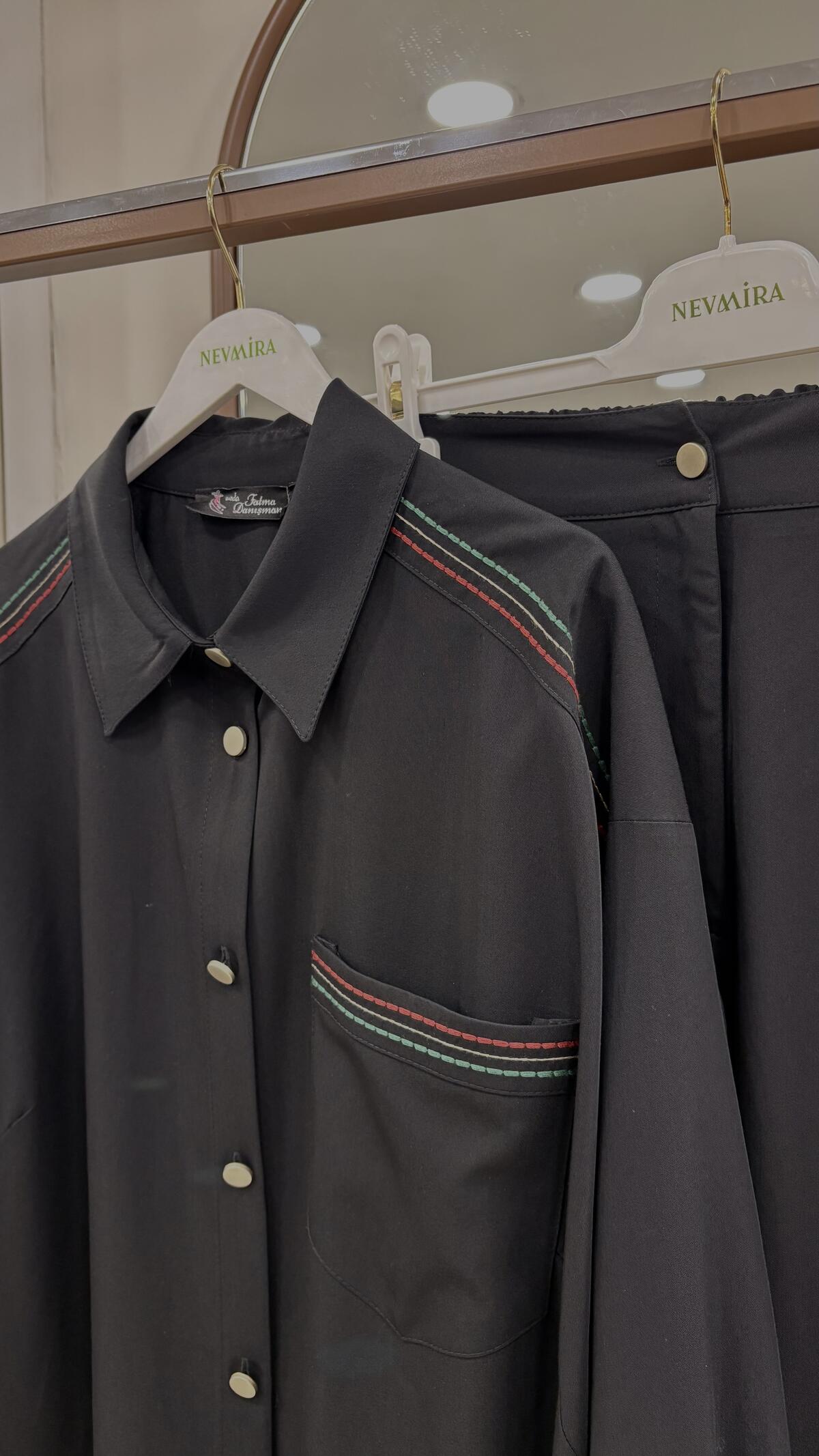 CEP OMUZ NAKIŞLI PANTOLONLU TAKIM