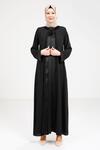 SATEN DETAYLI SİM ŞERİTLİ ABAYA
