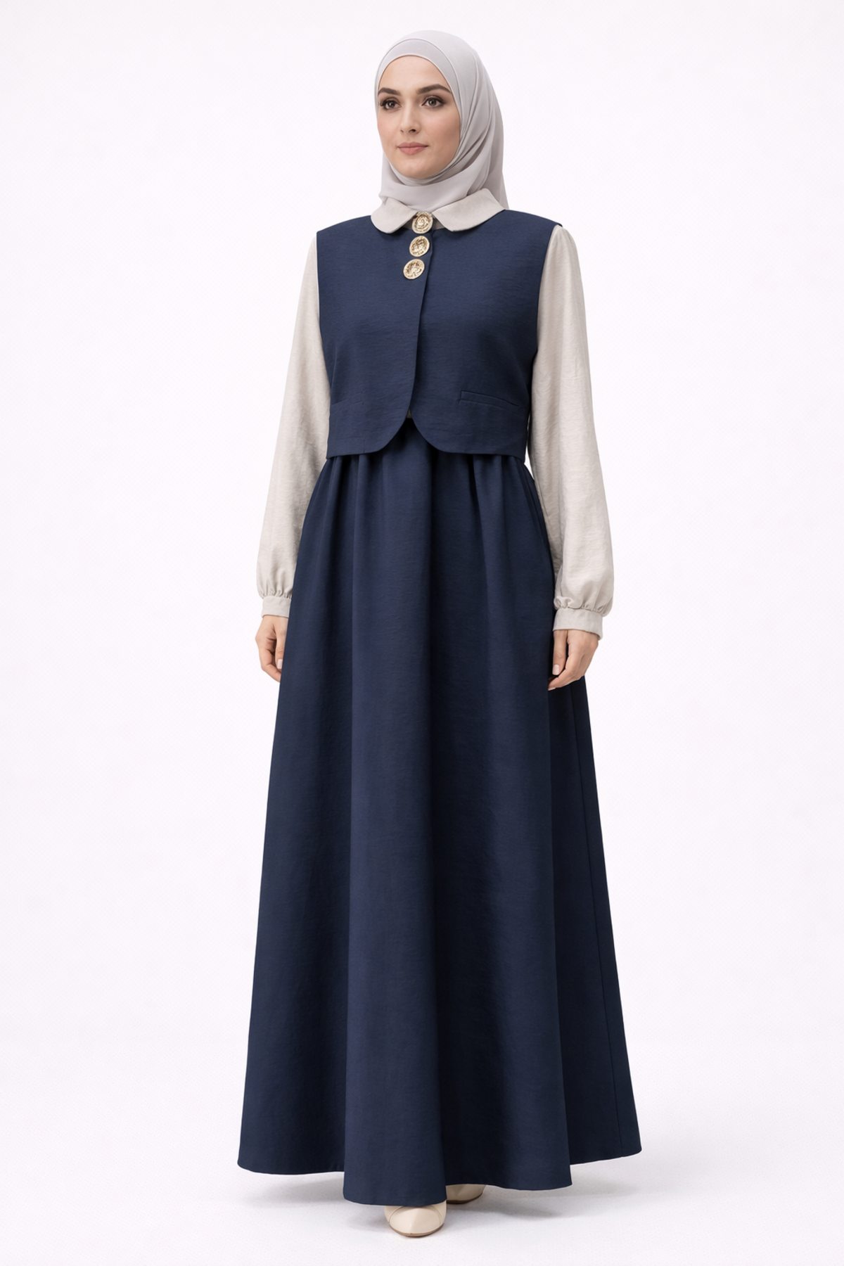 YELEKLİ KLOŞ SERAN ELBİSE