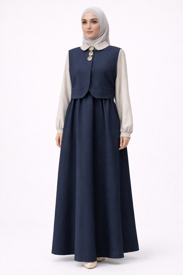 YELEKLİ KLOŞ SERAN ELBİSE