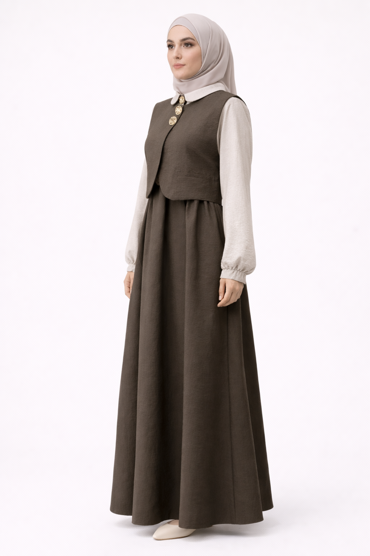 YELEKLİ KLOŞ SERAN ELBİSE