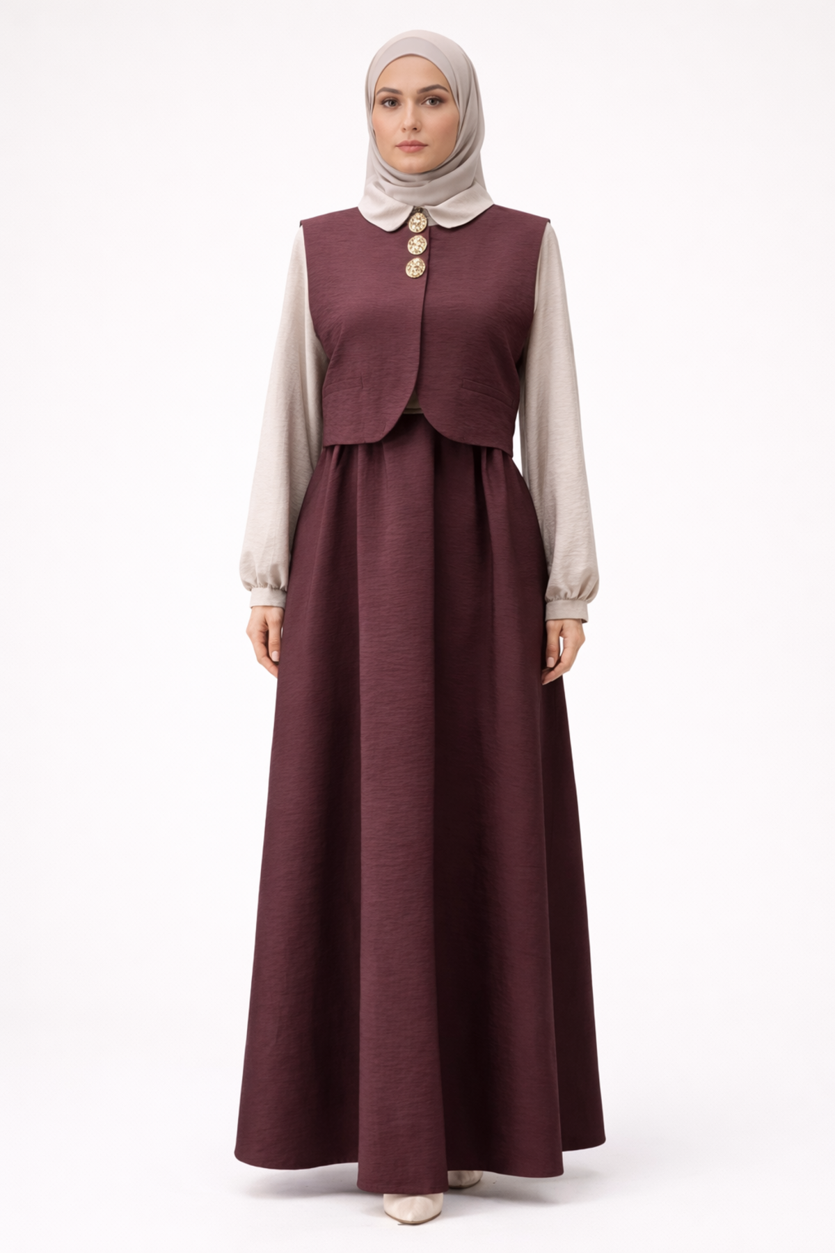 YELEKLİ KLOŞ SERAN ELBİSE