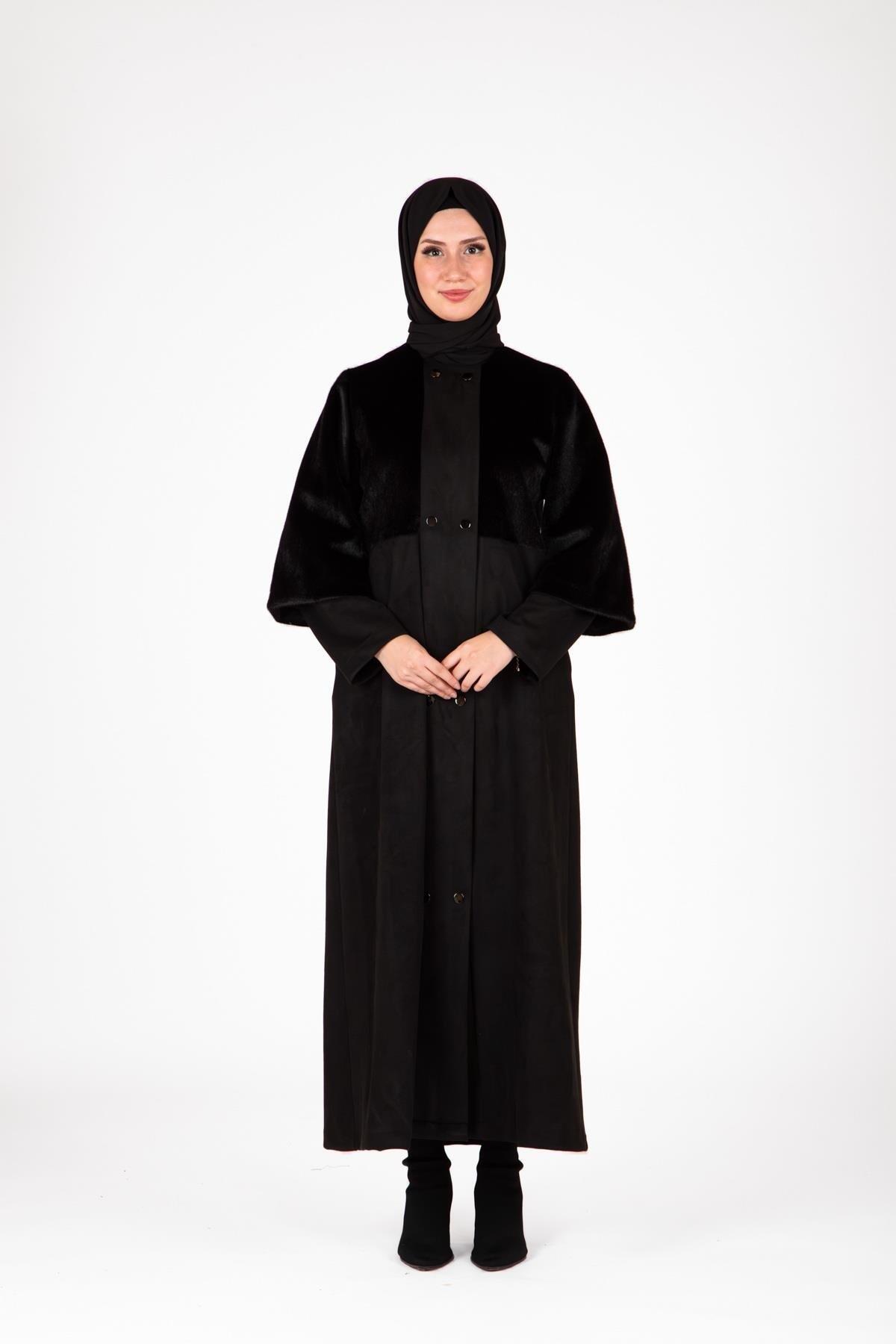 KÜRK DETAYLI SÜET FERACE