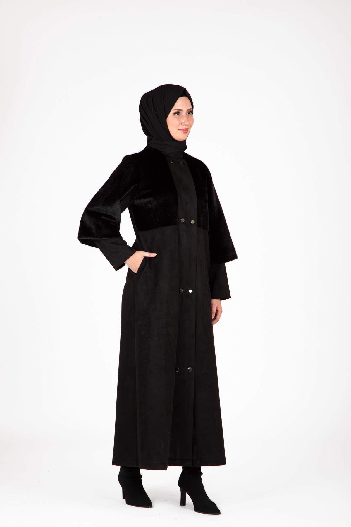 KÜRK DETAYLI SÜET FERACE