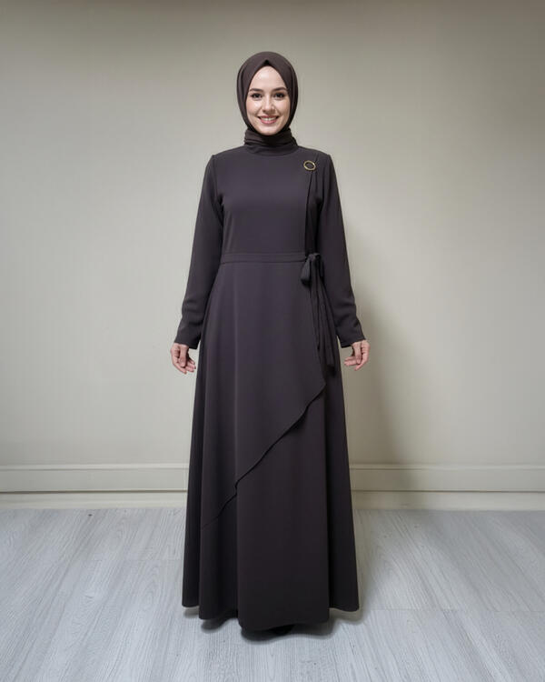 KAPAKLI BAĞLAMALI ELBİSE