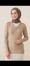 V YAKA TAŞLI FİTİL MODEL BLUZ