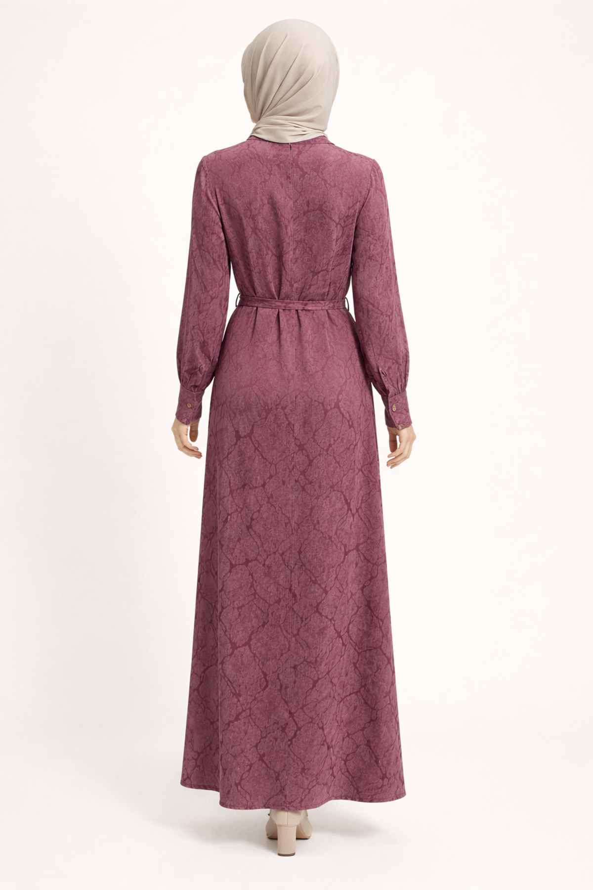 YAN PİLELİ KEMERLİ KUPRA ELBİSE