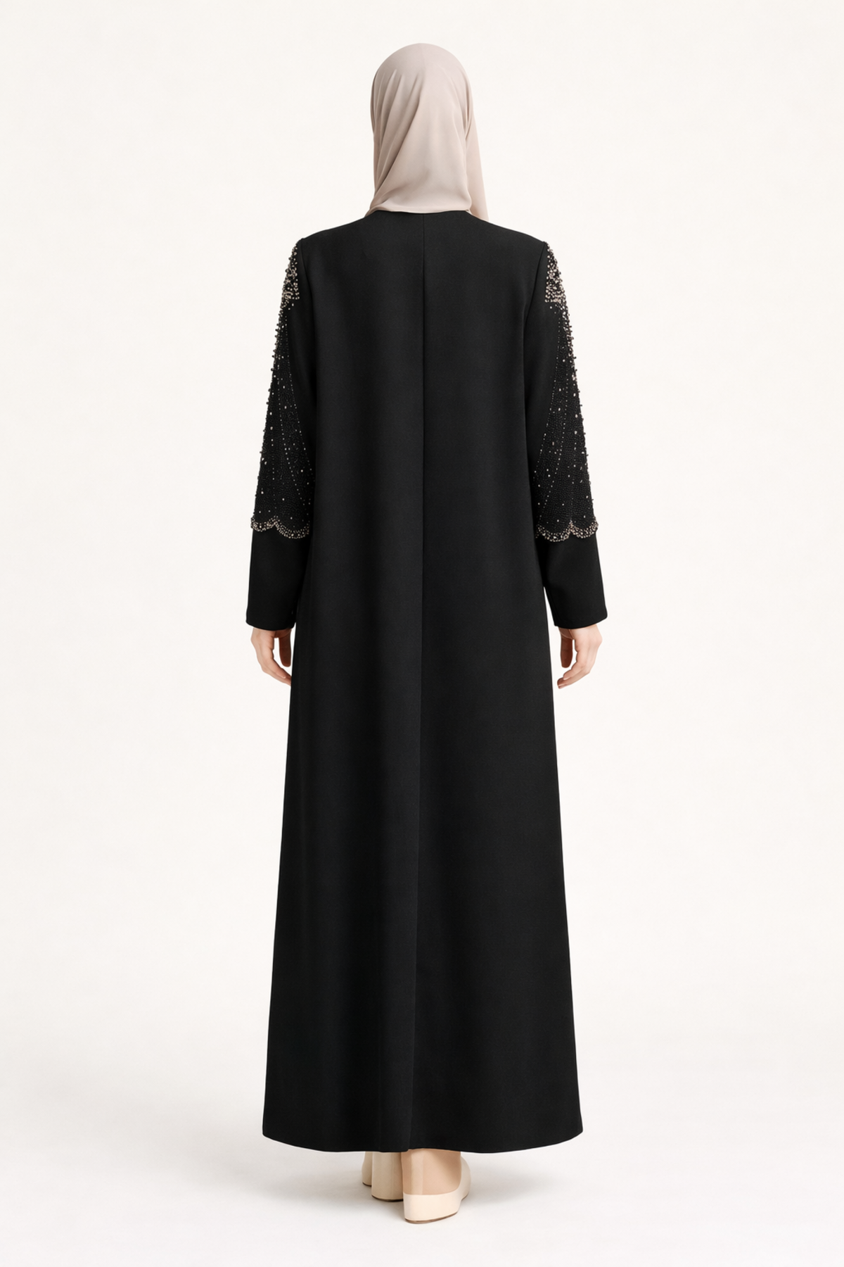 KOL TAŞ DETAYLI İŞLEMELİ FERACE