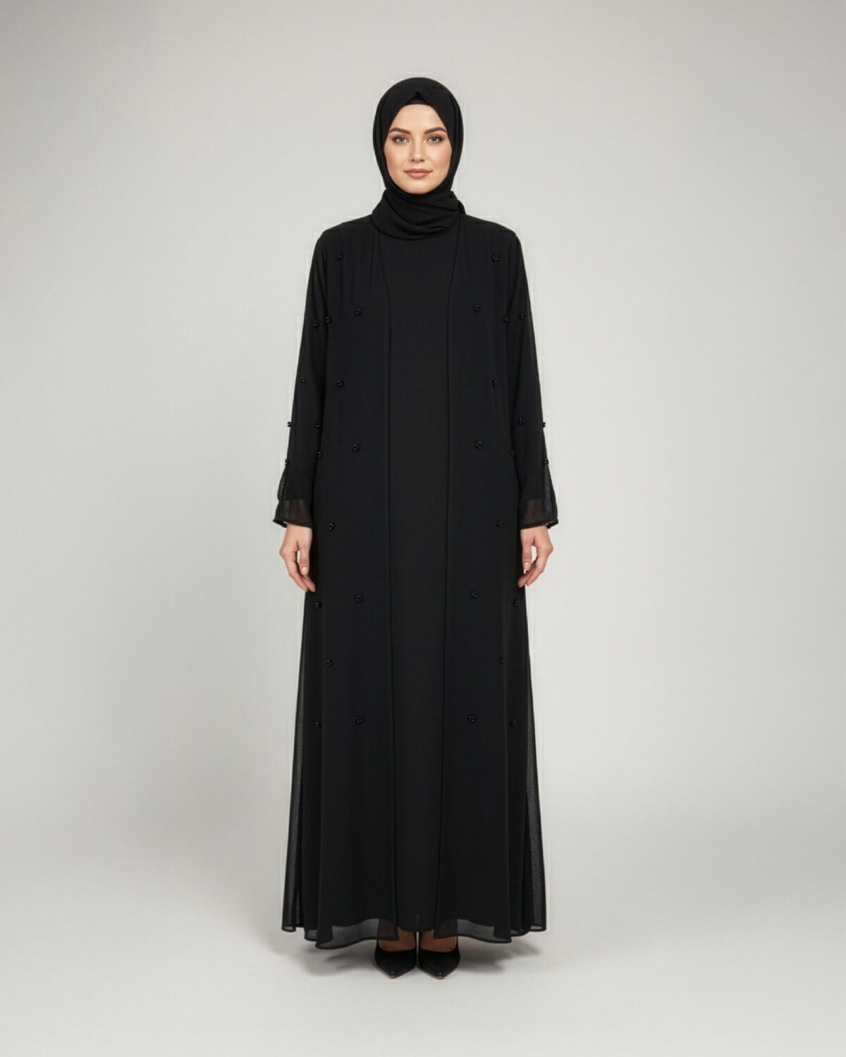 BONCUKLU ŞİFON ABAYA