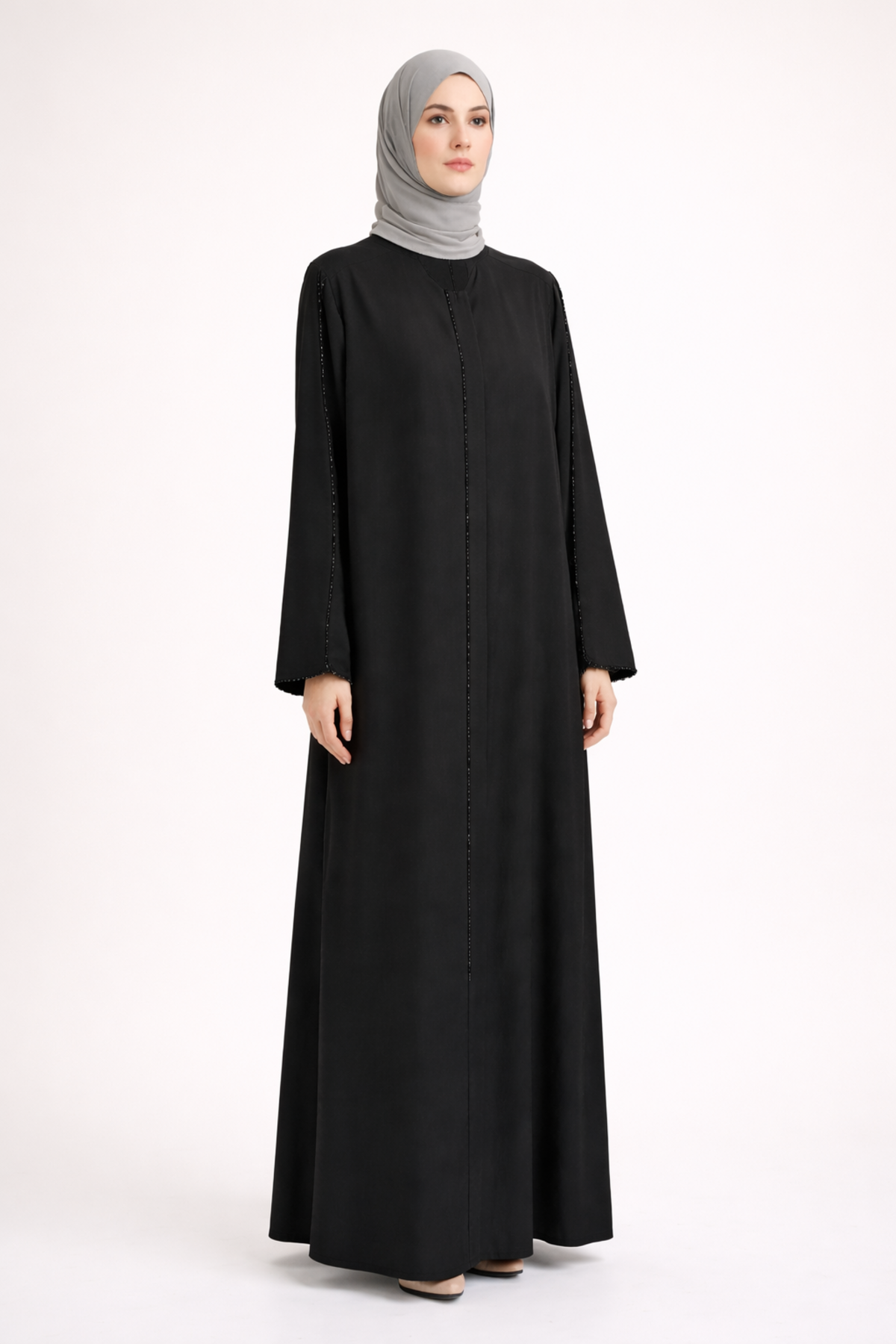 TEK SIRA TAŞ DETAYLI DUBAİ FERACE