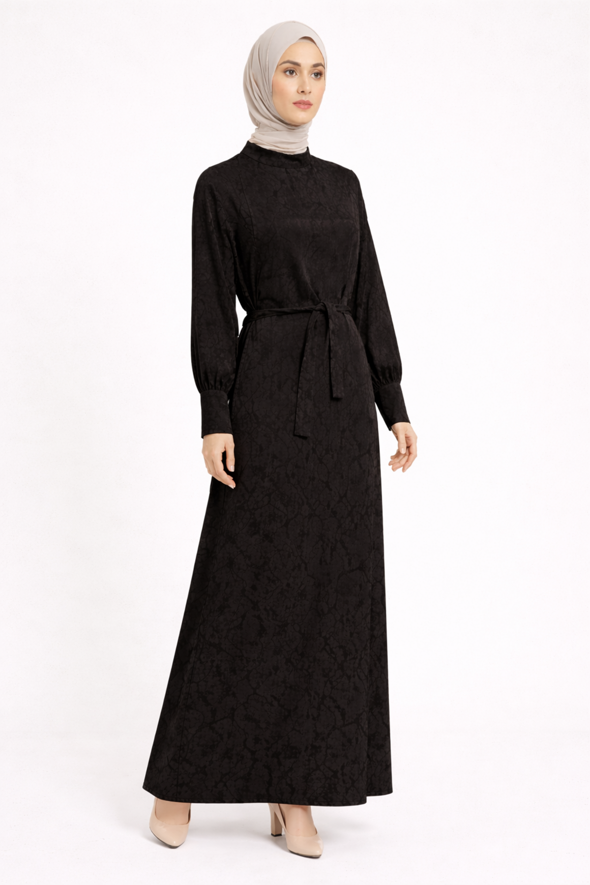 YAN PİLELİ KEMERLİ KUPRA ELBİSE