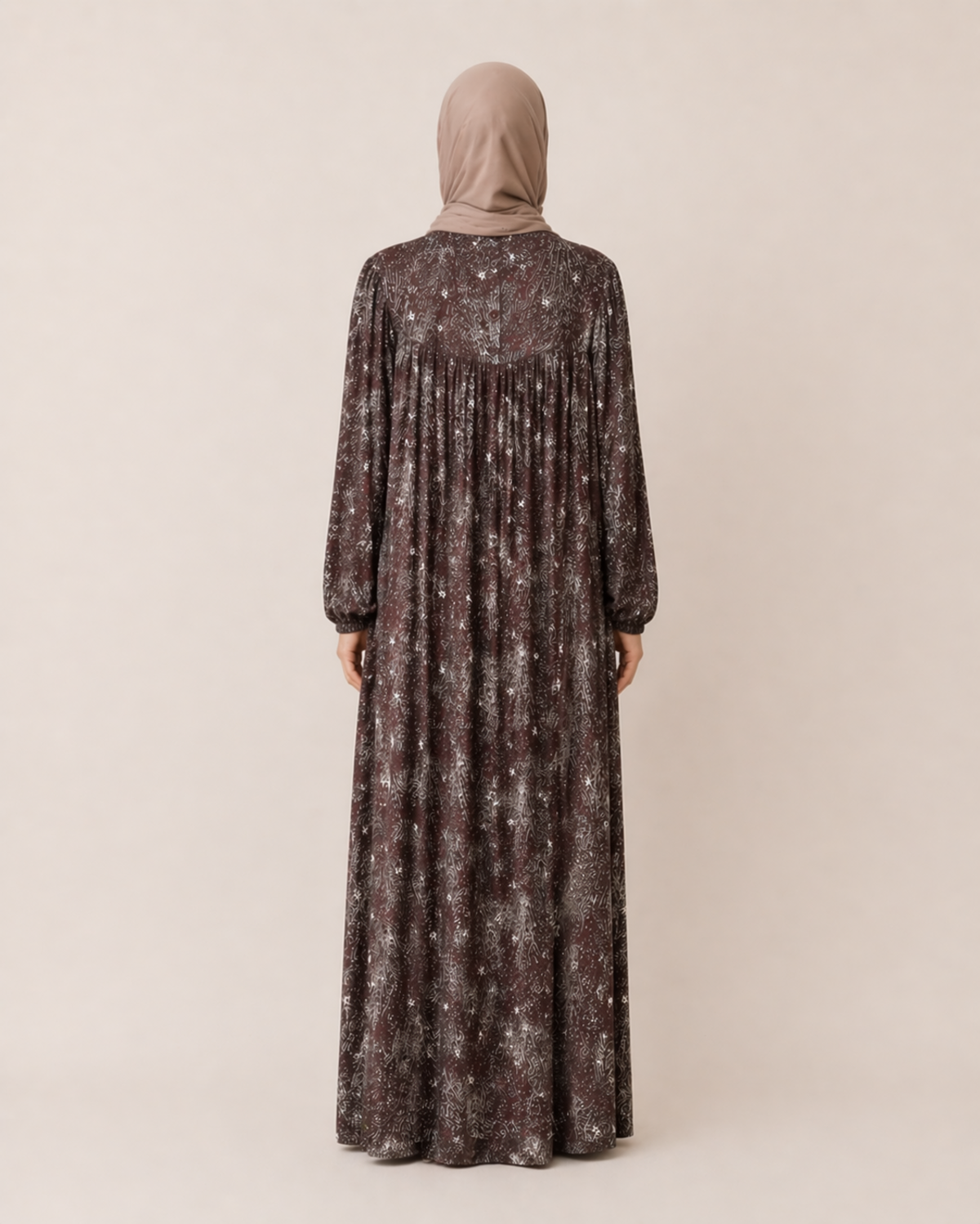 YUVARLAK ROBA DESENLİ VİSKON ELBİSE