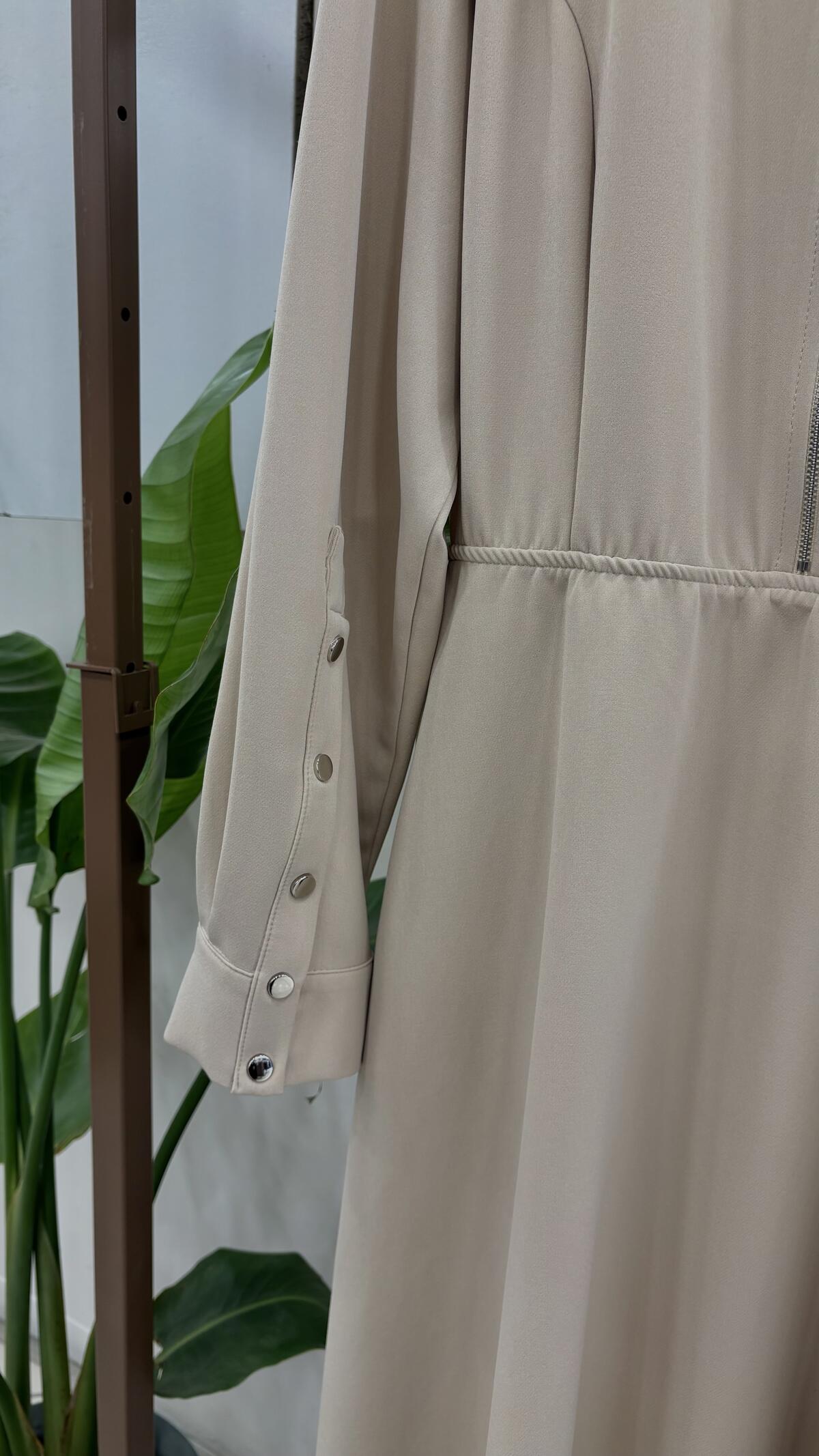 YARIM FERMUAR ÇIT ÇIT DETAYLI ELBİSE