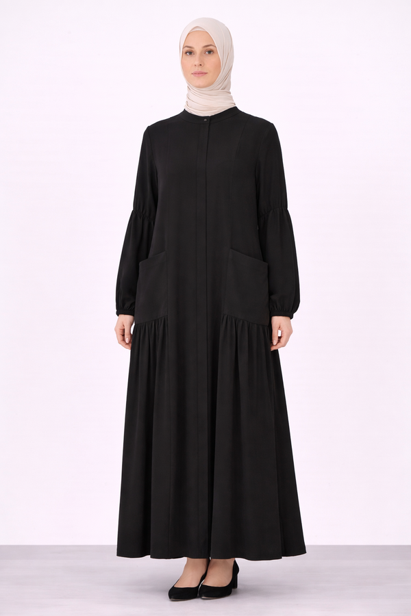 *CEP DETAYLI BÜZGÜLÜ ELBİSE