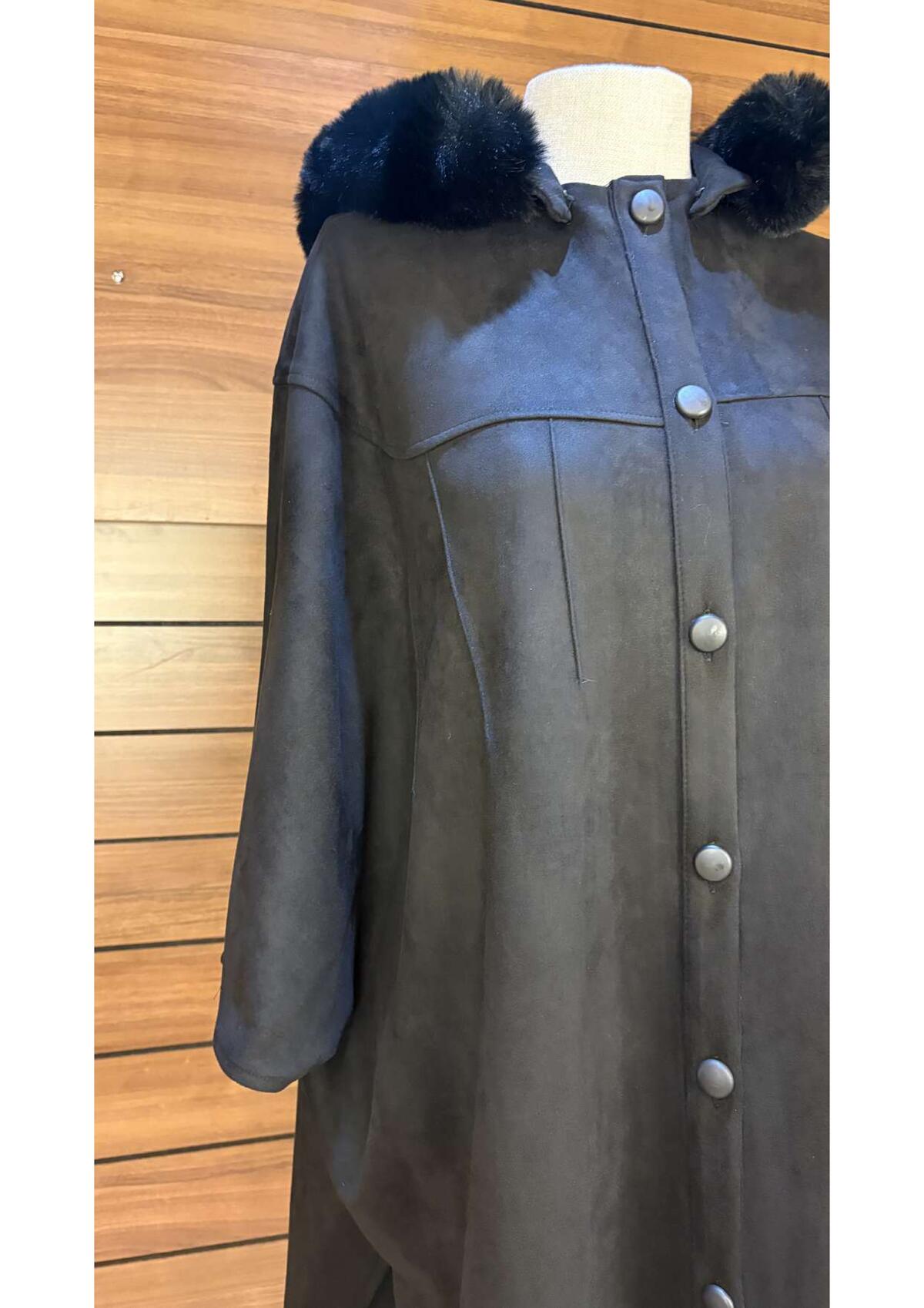 KAPŞONLU ÇIT ÇITLI SÜET PANÇO