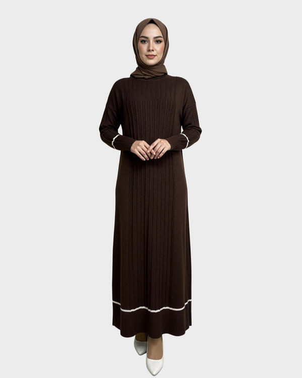 BOYDAN ÇİZGİLİ TRİKO ELBİSE