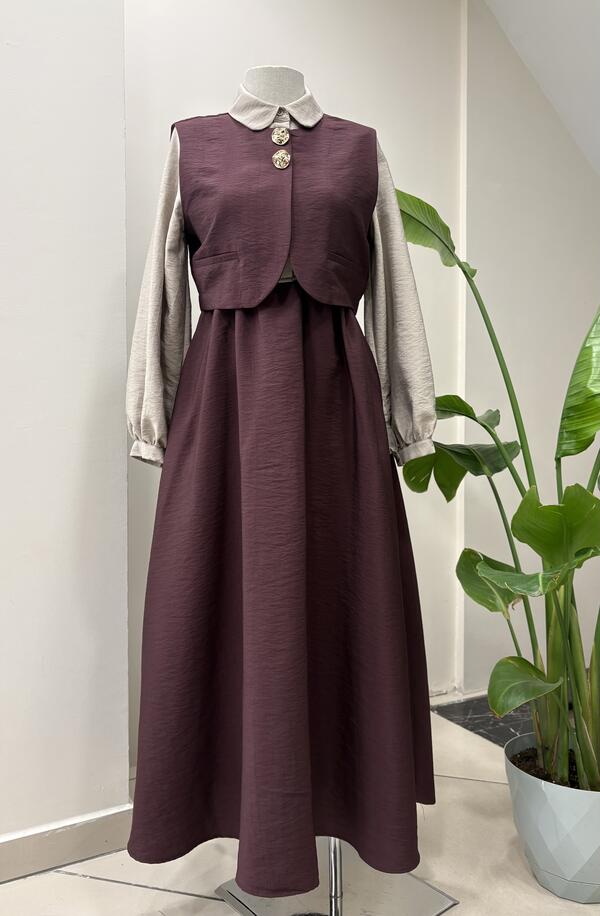 YELEKLİ KLOŞ SERAN ELBİSE