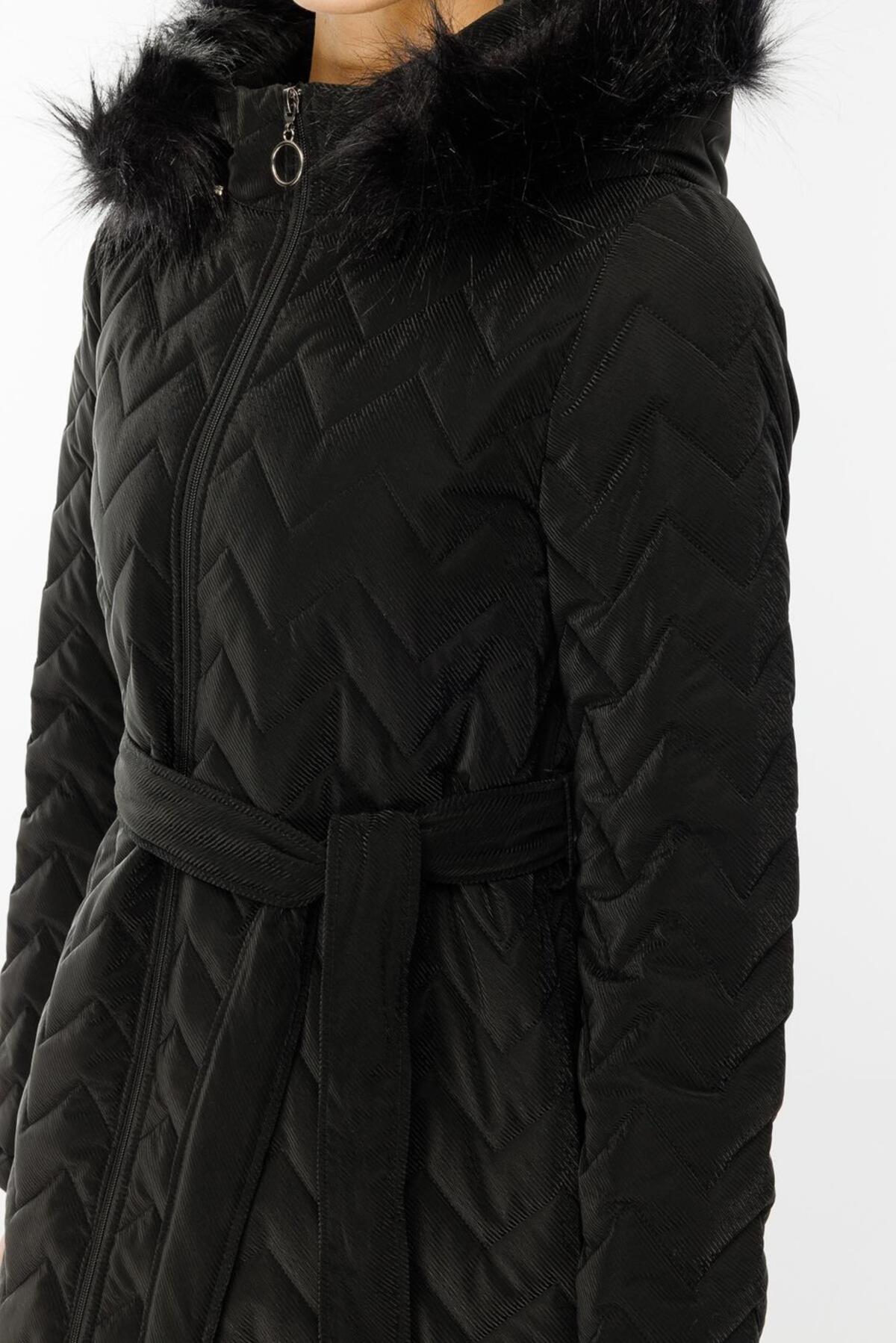 BAKLAVA DESEN KAPŞONLU MONT