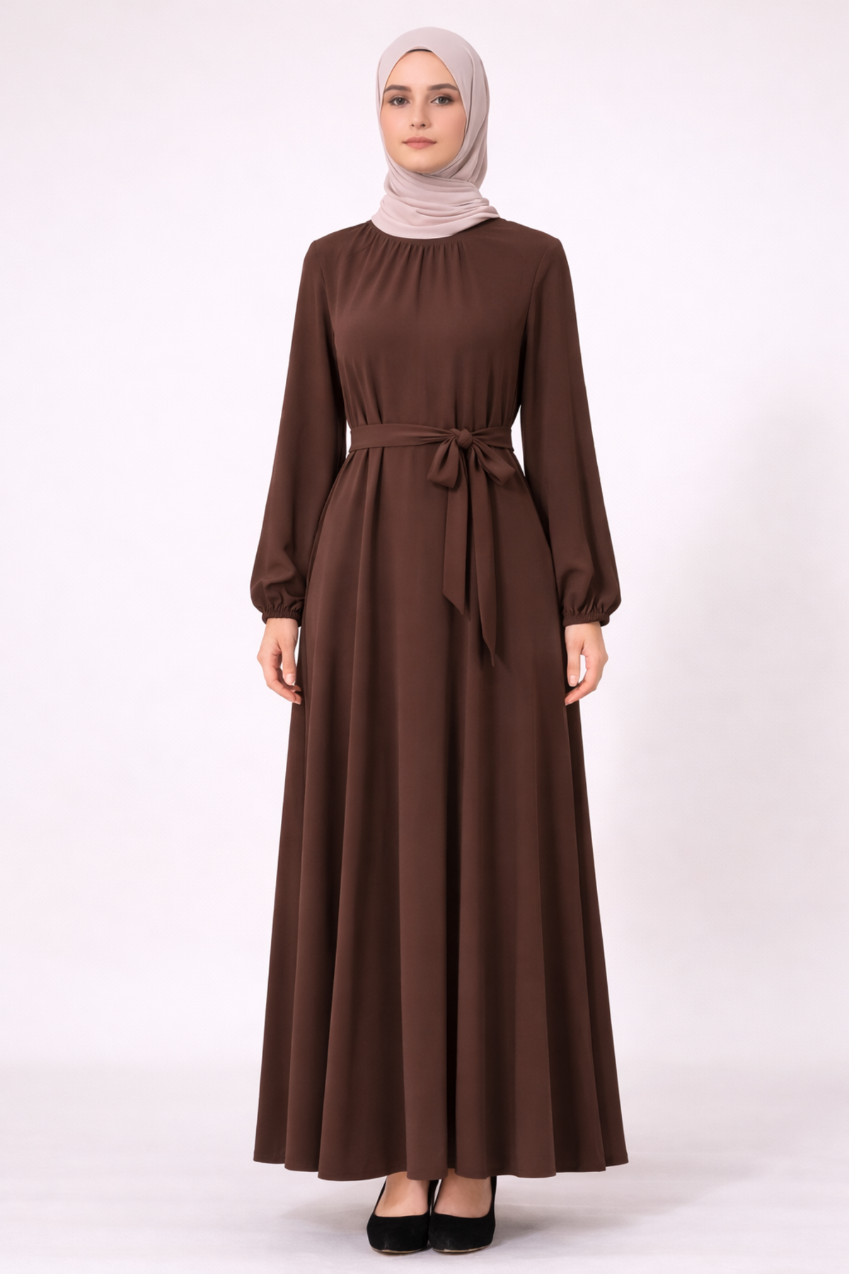 YAKA BÜZGÜLÜ RAHAT KALIP ELBİSE