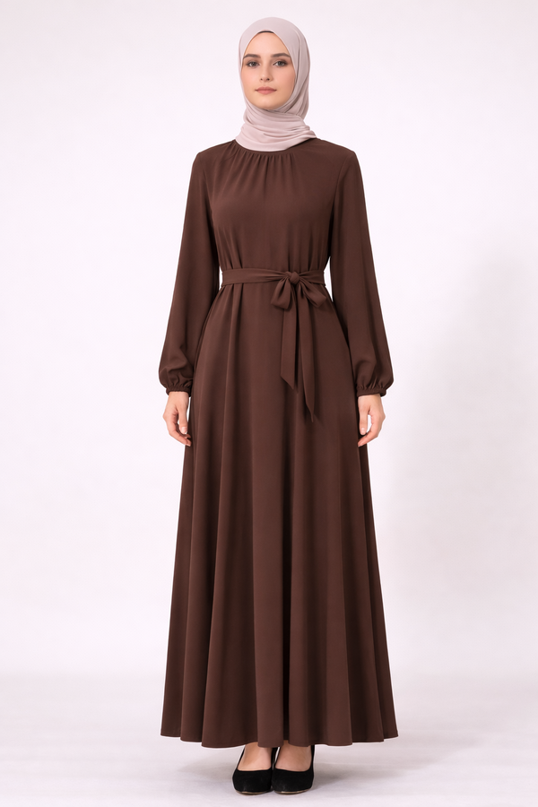 YAKA BÜZGÜLÜ RAHAT KALIP ELBİSE