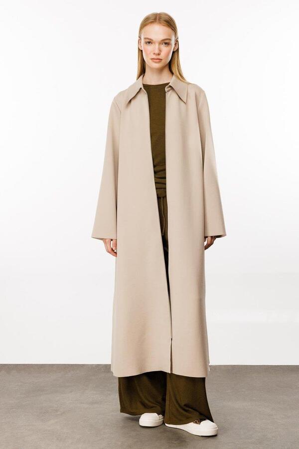 PELERİN DETAYLI SÜET DOKU FERMUARLI KAP