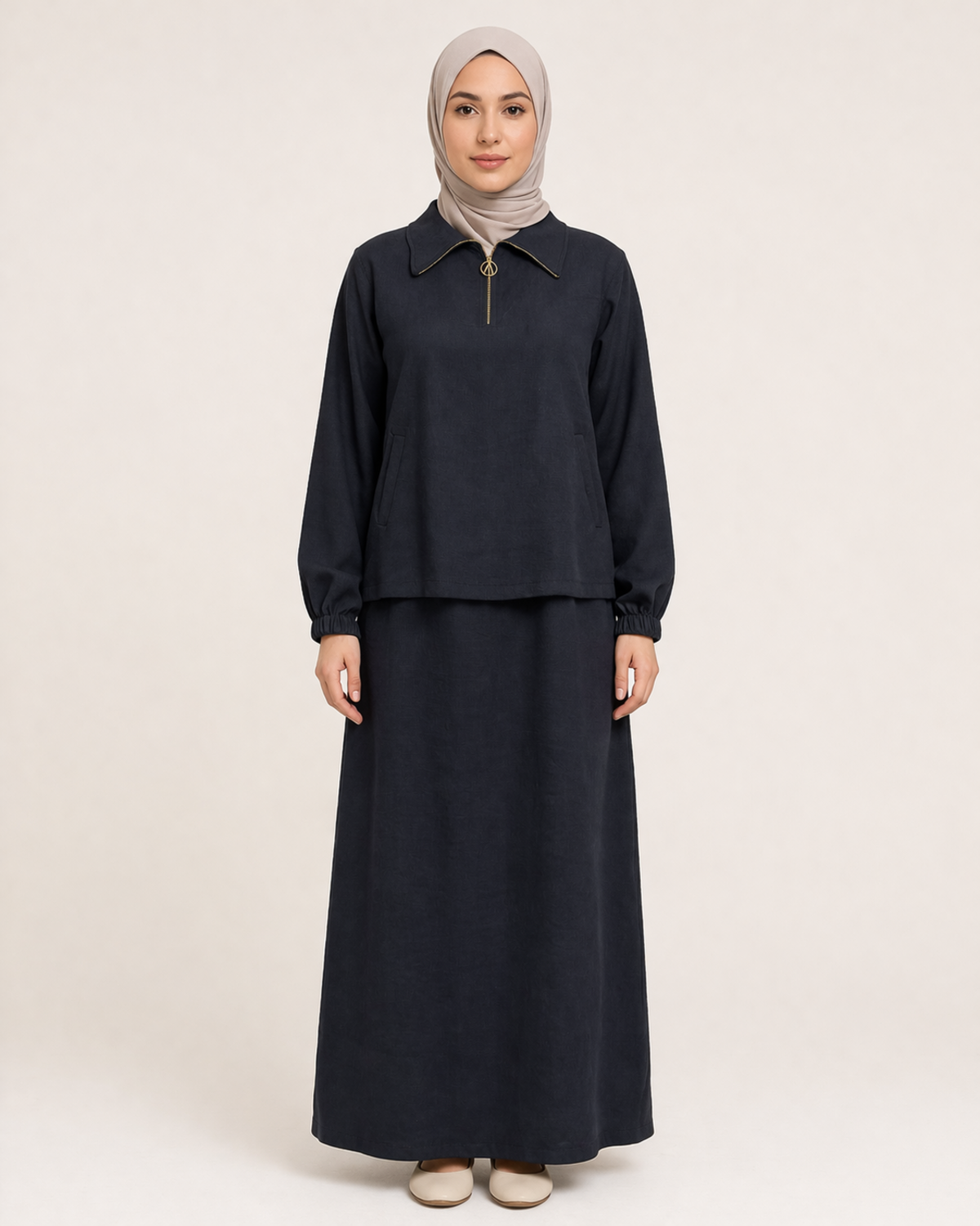 YARIM FERMUARLI TENCEL ETEKLİ TAKIM