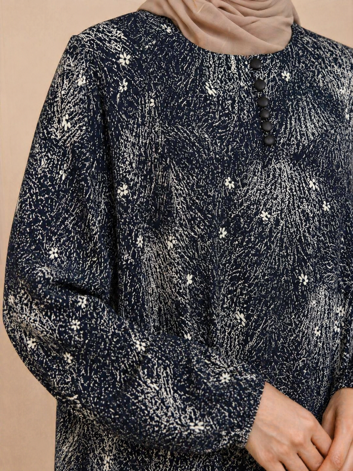 PARÇALI DESENLİ VİSKON ELBİSE