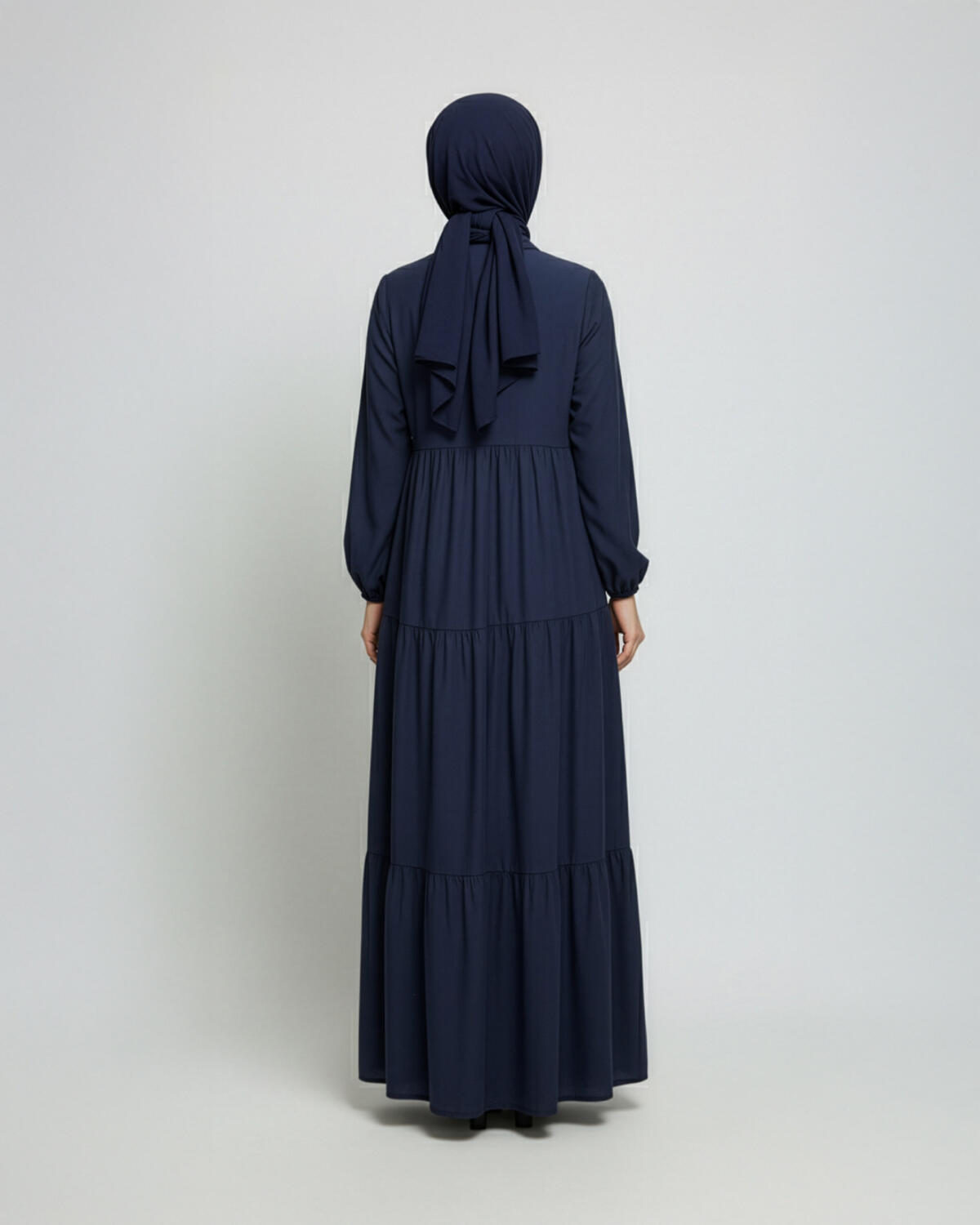 KATLI DÜĞMELİ TENCEL ELBİSE