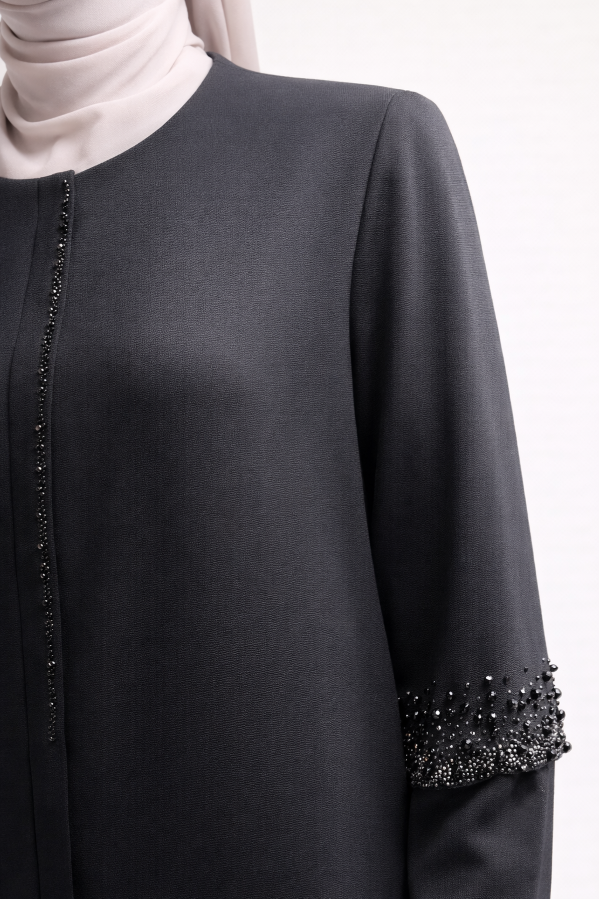 ÇİFT KOL BONCUK İŞLEMELİ FERACE