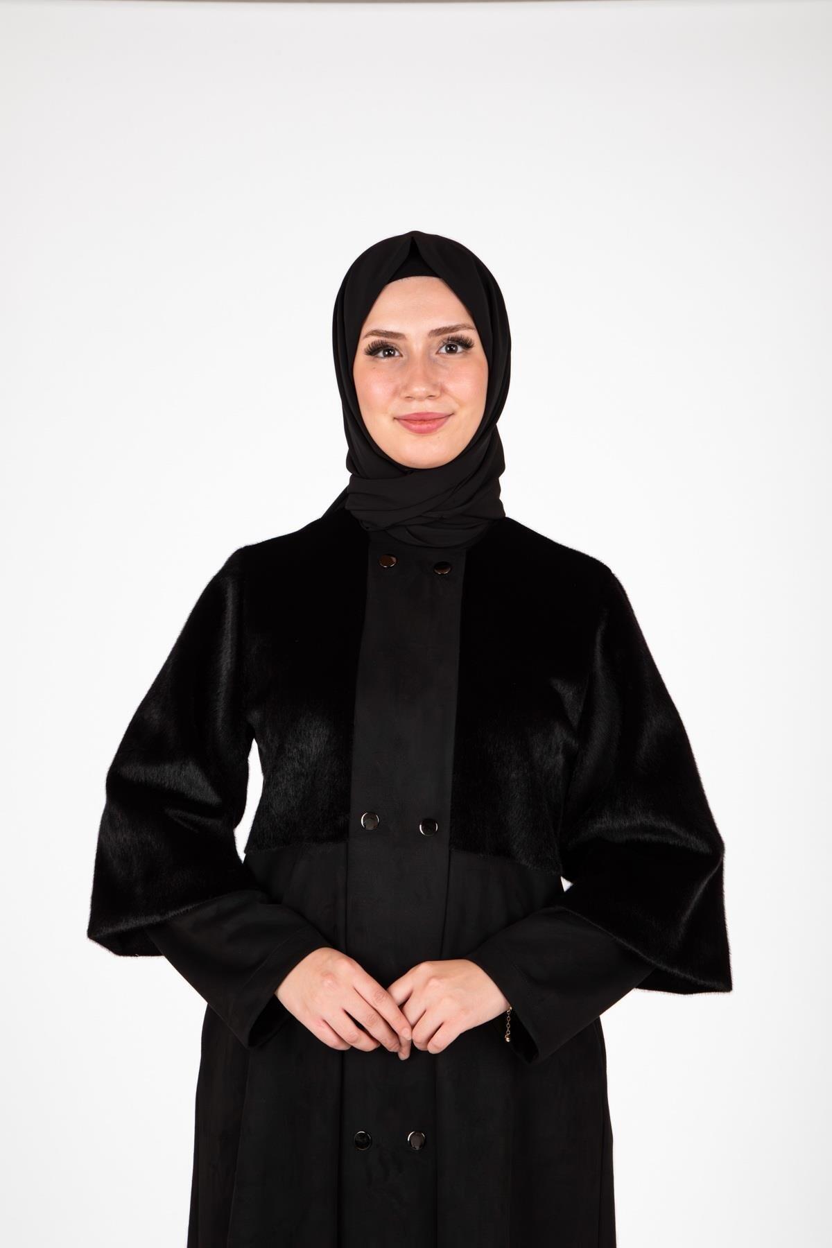 KÜRK DETAYLI SÜET FERACE