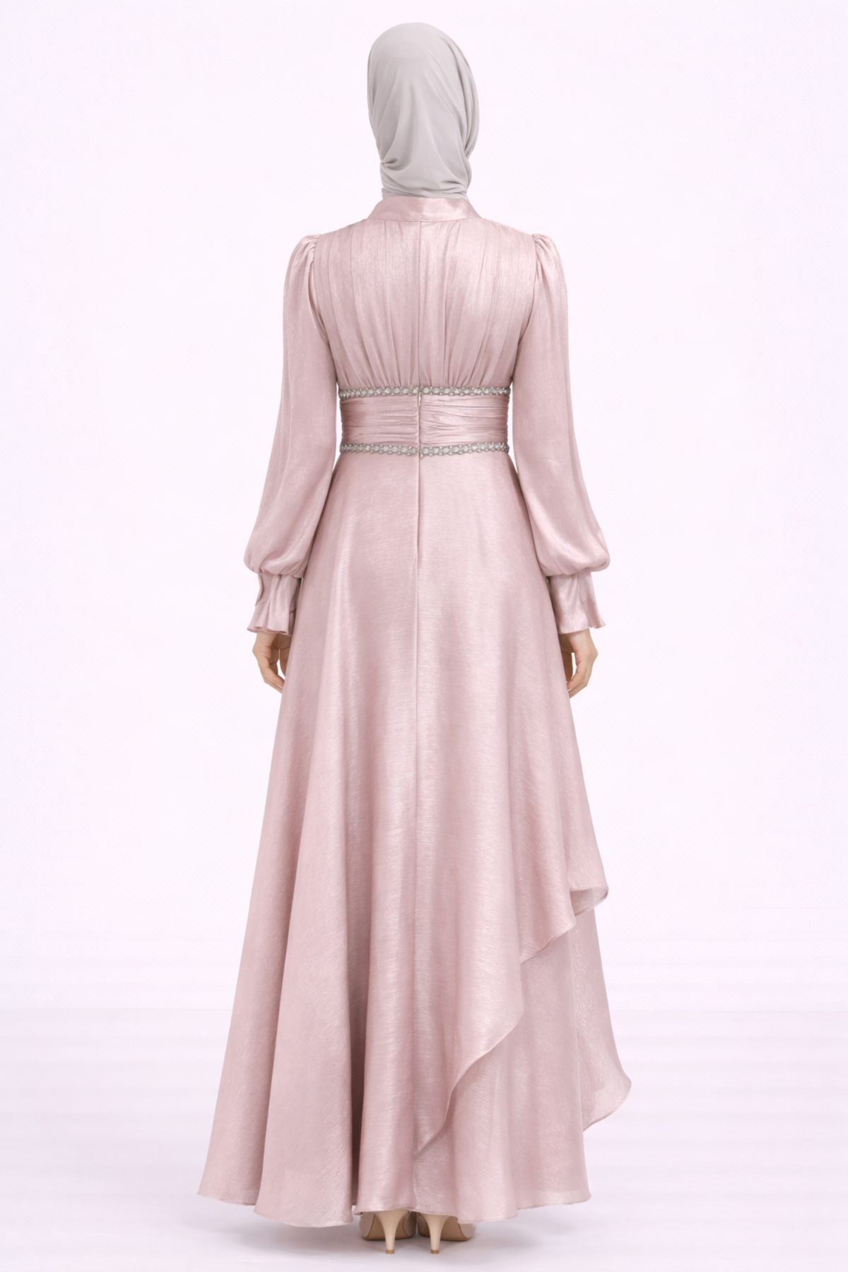 BELİ TAŞLI VOLANLI ALİZE ELBİSE