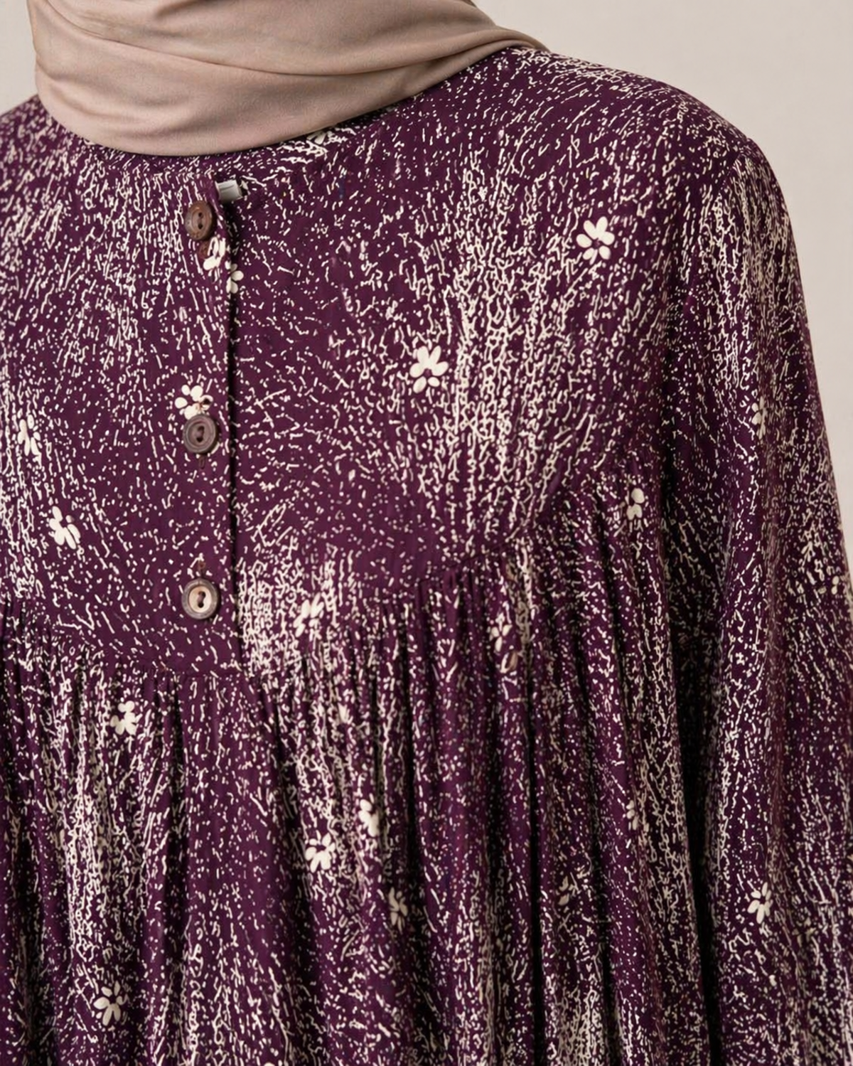 YUVARLAK ROBA DESENLİ VİSKON ELBİSE