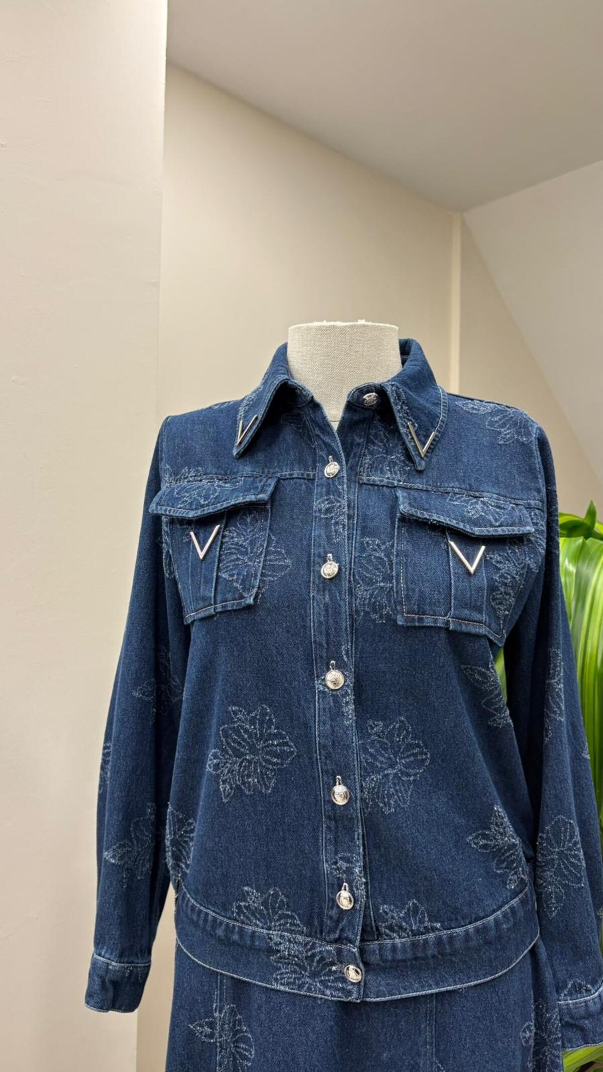 DESENLİ DENİM ETEKLİ TAKIM