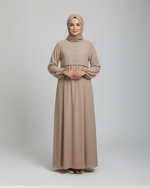 DÜZ ROBA PİLELİ İPEK ELBİSE